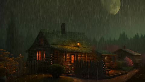 Say Good Bye to Insomnia. Sleep & Relax with Rain and Thunderstorm ⛈️ Sounds in a Cozy Warm Cabin 🛖
