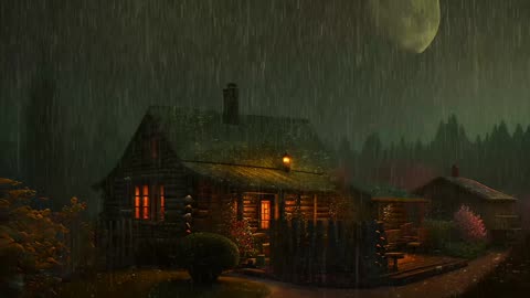 Say Good Bye to Insomnia. Sleep & Relax with Rain and Thunderstorm ⛈️ Sounds in a Cozy Warm Cabin 🛖