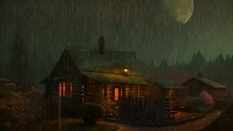 Say Good Bye to Insomnia. Sleep & Relax with Rain and Thunderstorm ⛈️ Sounds in a Cozy Warm Cabin 🛖