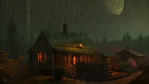 Say Good Bye to Insomnia. Sleep & Relax with Rain and Thunderstorm ⛈️ Sounds in a Cozy Warm Cabin 🛖