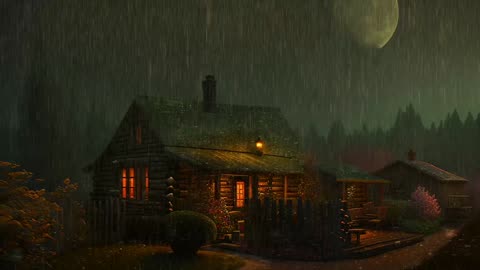 Say Good Bye to Insomnia. Sleep & Relax with Rain and Thunderstorm ⛈️ Sounds in a Cozy Warm Cabin 🛖