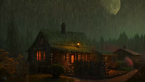 Say Good Bye to Insomnia. Sleep & Relax with Rain and Thunderstorm ⛈️ Sounds in a Cozy Warm Cabin 🛖
