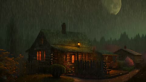 Say Good Bye to Insomnia. Sleep & Relax with Rain and Thunderstorm ⛈️ Sounds in a Cozy Warm Cabin 🛖