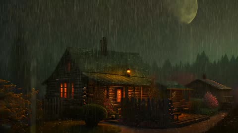 Say Good Bye to Insomnia. Sleep & Relax with Rain and Thunderstorm ⛈️ Sounds in a Cozy Warm Cabin 🛖