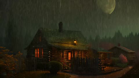 Say Good Bye to Insomnia. Sleep & Relax with Rain and Thunderstorm ⛈️ Sounds in a Cozy Warm Cabin 🛖