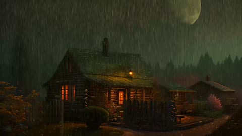 Say Good Bye to Insomnia. Sleep & Relax with Rain and Thunderstorm ⛈️ Sounds in a Cozy Warm Cabin 🛖