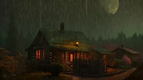 Say Good Bye to Insomnia. Sleep & Relax with Rain and Thunderstorm ⛈️ Sounds in a Cozy Warm Cabin 🛖