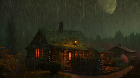 Say Good Bye to Insomnia. Sleep & Relax with Rain and Thunderstorm ⛈️ Sounds in a Cozy Warm Cabin 🛖