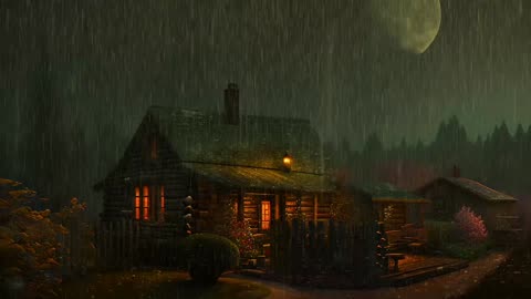Say Good Bye to Insomnia. Sleep & Relax with Rain and Thunderstorm ⛈️ Sounds in a Cozy Warm Cabin 🛖