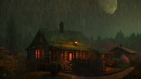 Say Good Bye to Insomnia. Sleep & Relax with Rain and Thunderstorm ⛈️ Sounds in a Cozy Warm Cabin 🛖