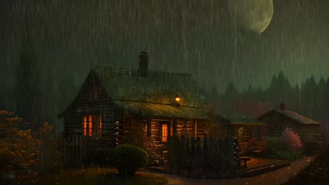 Say Good Bye to Insomnia. Sleep & Relax with Rain and Thunderstorm ⛈️ Sounds in a Cozy Warm Cabin 🛖