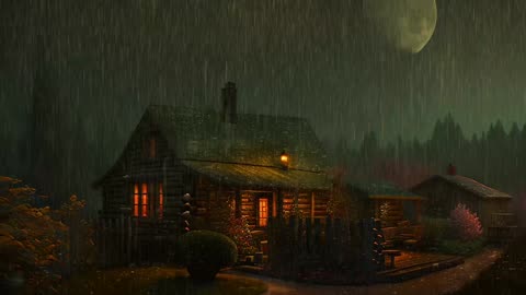 Say Good Bye to Insomnia. Sleep & Relax with Rain and Thunderstorm ⛈️ Sounds in a Cozy Warm Cabin 🛖