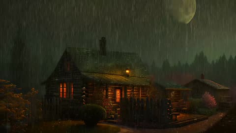 Say Good Bye to Insomnia. Sleep & Relax with Rain and Thunderstorm ⛈️ Sounds in a Cozy Warm Cabin 🛖