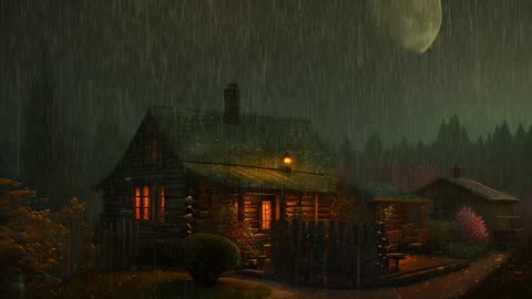 Say Good Bye to Insomnia. Sleep & Relax with Rain and Thunderstorm ⛈️ Sounds in a Cozy Warm Cabin 🛖