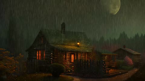Say Good Bye to Insomnia. Sleep & Relax with Rain and Thunderstorm ⛈️ Sounds in a Cozy Warm Cabin 🛖