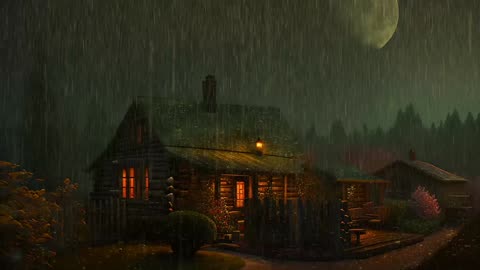 Say Good Bye to Insomnia. Sleep & Relax with Rain and Thunderstorm ⛈️ Sounds in a Cozy Warm Cabin 🛖