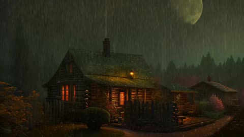 Say Good Bye to Insomnia. Sleep & Relax with Rain and Thunderstorm ⛈️ Sounds in a Cozy Warm Cabin 🛖