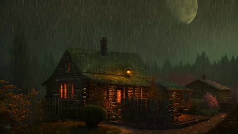 Say Good Bye to Insomnia. Sleep & Relax with Rain and Thunderstorm ⛈️ Sounds in a Cozy Warm Cabin 🛖