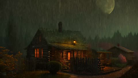Say Good Bye to Insomnia. Sleep & Relax with Rain and Thunderstorm ⛈️ Sounds in a Cozy Warm Cabin 🛖