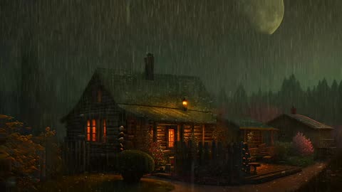 Say Good Bye to Insomnia. Sleep & Relax with Rain and Thunderstorm ⛈️ Sounds in a Cozy Warm Cabin 🛖