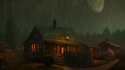 Say Good Bye to Insomnia. Sleep & Relax with Rain and Thunderstorm ⛈️ Sounds in a Cozy Warm Cabin 🛖