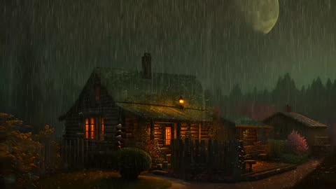 Say Good Bye to Insomnia. Sleep & Relax with Rain and Thunderstorm ⛈️ Sounds in a Cozy Warm Cabin 🛖
