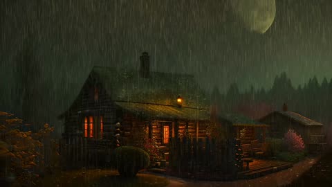 Say Good Bye to Insomnia. Sleep & Relax with Rain and Thunderstorm ⛈️ Sounds in a Cozy Warm Cabin 🛖