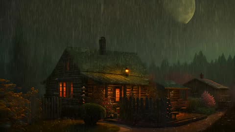 Say Good Bye to Insomnia. Sleep & Relax with Rain and Thunderstorm ⛈️ Sounds in a Cozy Warm Cabin 🛖