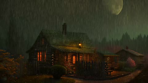 Say Good Bye to Insomnia. Sleep & Relax with Rain and Thunderstorm ⛈️ Sounds in a Cozy Warm Cabin 🛖