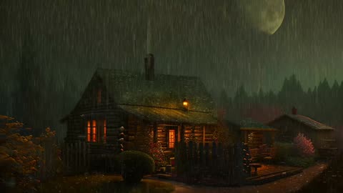 Say Good Bye to Insomnia. Sleep & Relax with Rain and Thunderstorm ⛈️ Sounds in a Cozy Warm Cabin 🛖