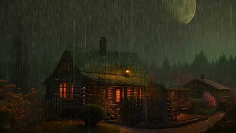 Say Good Bye to Insomnia. Sleep & Relax with Rain and Thunderstorm ⛈️ Sounds in a Cozy Warm Cabin 🛖