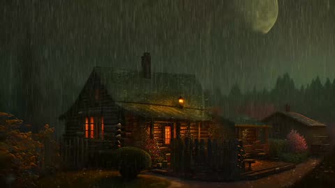 Say Good Bye to Insomnia. Sleep & Relax with Rain and Thunderstorm ⛈️ Sounds in a Cozy Warm Cabin 🛖