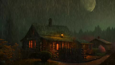 Say Good Bye to Insomnia. Sleep & Relax with Rain and Thunderstorm ⛈️ Sounds in a Cozy Warm Cabin 🛖