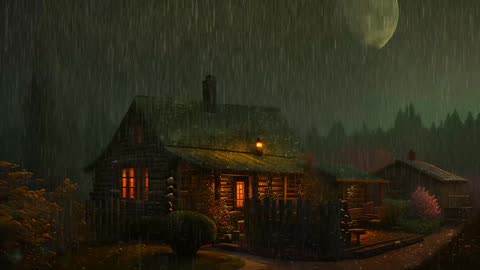 Say Good Bye to Insomnia. Sleep & Relax with Rain and Thunderstorm ⛈️ Sounds in a Cozy Warm Cabin 🛖