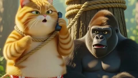 Cat & Gorilla Kidnapped in the Forest?! 😂📱 | Funniest Escape Scene Ever!