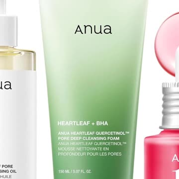 Anua 3-Step Glass Skin Beginner Set, Double Cleansing with Facial Serum, Oil