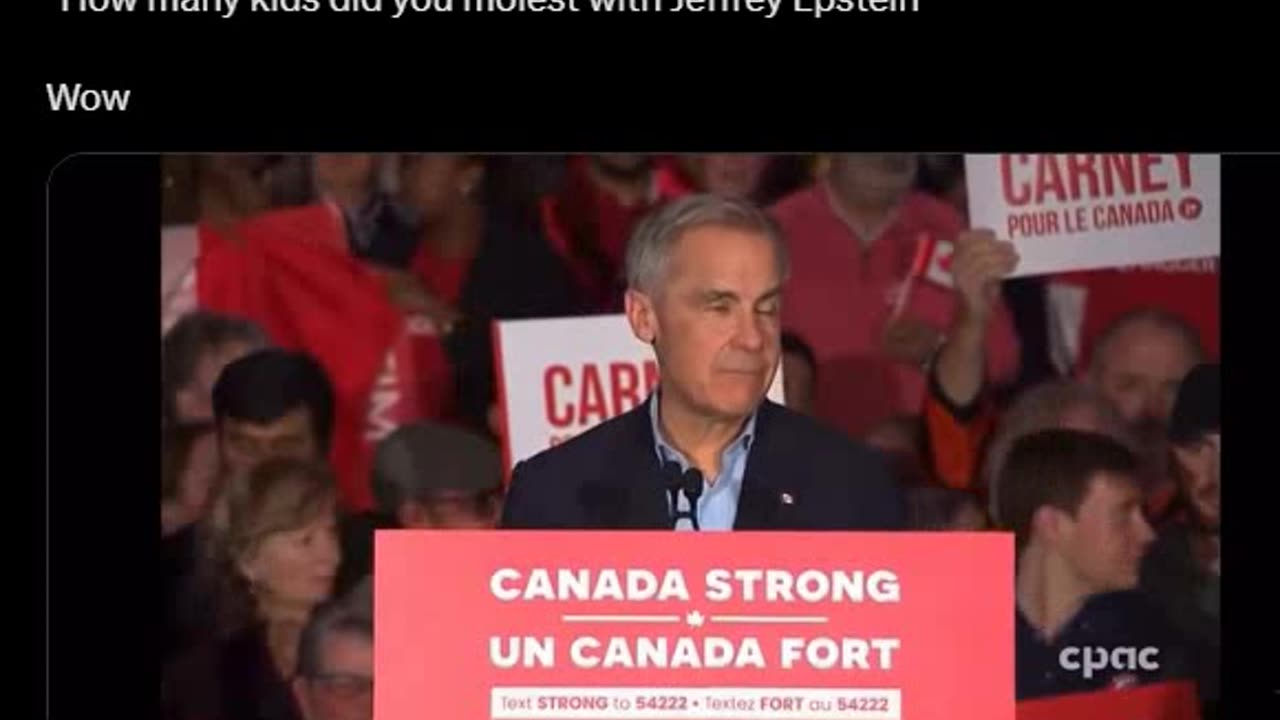 Mark Carney heart sinks in his chest and Looks like he just saw a ghost, Then looks like absolutely shocked after he was asked "How many kids did you molest with Jeffrey Epstein" , At Mark Carney event, Wow