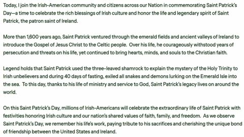 Trump 🇮🇪 American Irish Message for Saint Patricks Day 🍀 READ the GOSPEL of Jesus Christ