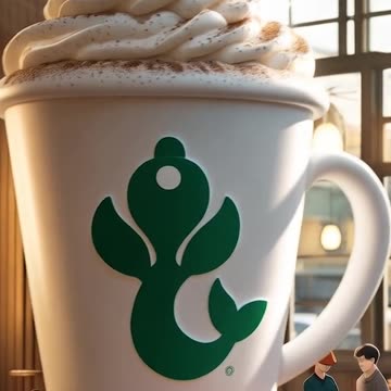 Miniature people a cup of coffee with a large foamy drink #foodcoma #feast