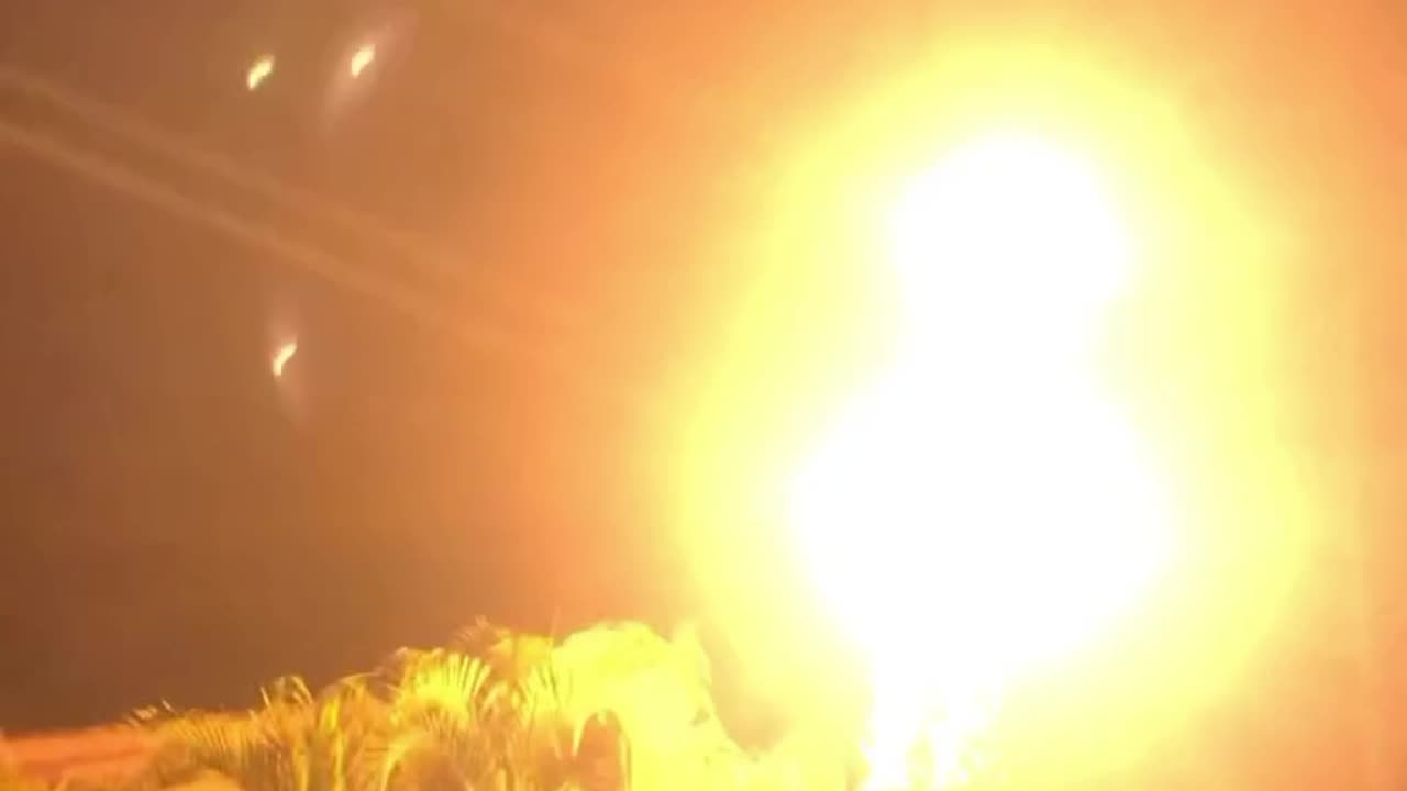 Fireworks stars, yellow blinding color