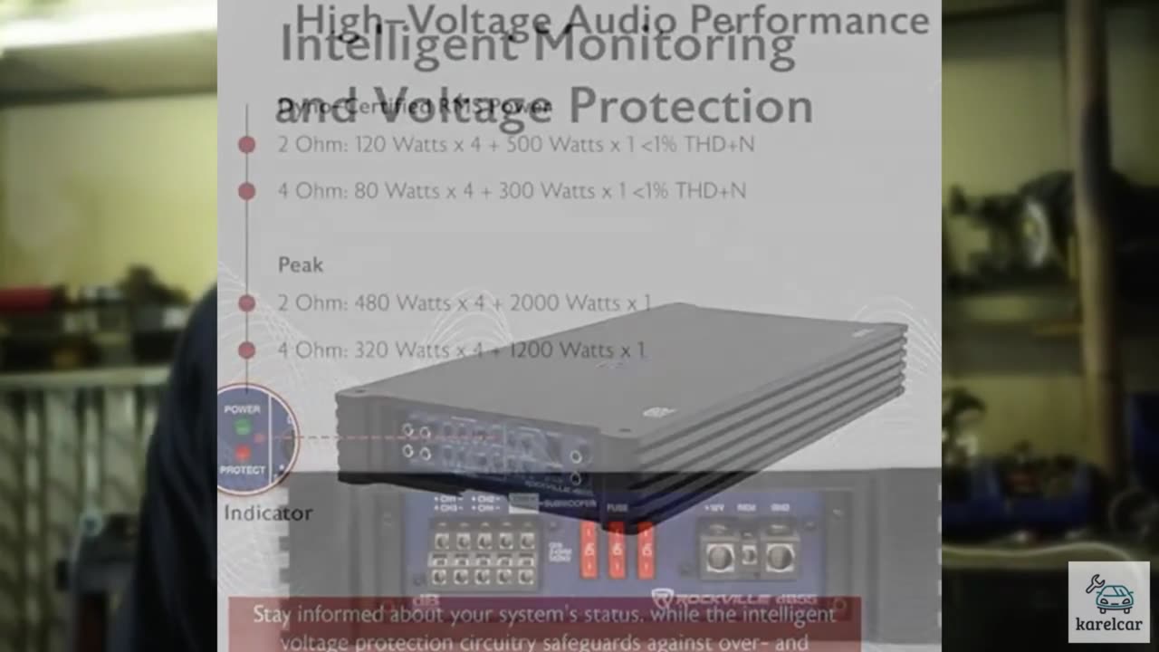 Rockville dB55 4000W 5-Channel 2-Ohm Car Amplifier, High-Speed MOSFET, Adjustabl