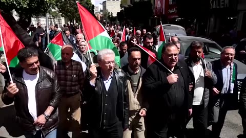Palestinians in West Bank protest Israel's Gaza bombings