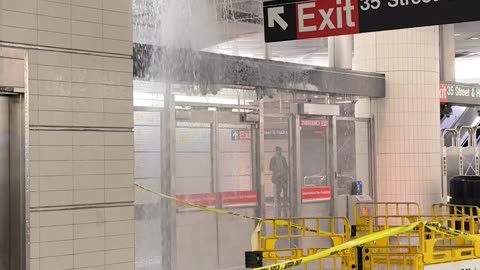 Flooding Subway Station in New York City