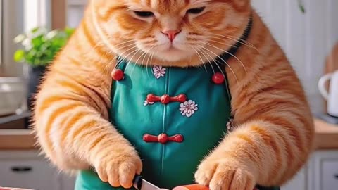 A Cat Cooking !!! OMG 🫡