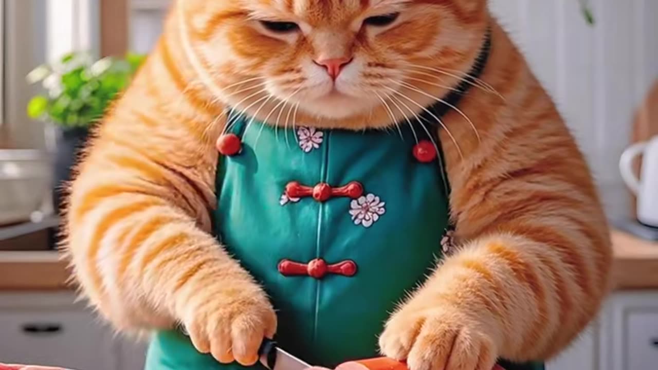 A Cat Cooking !!! OMG 🫡