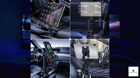 Cup Holder Car Tablet Mount for Truck, 360° Adjustable 15" Long 2-Arm Stand Holder for iPa