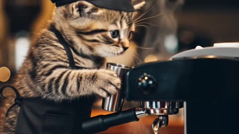 Cat cooking tea ☕