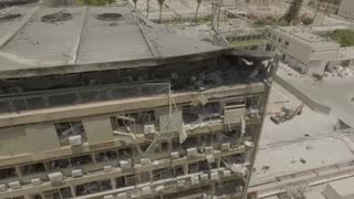 New drone footage shows the scenes of the Iranian ballistic missile impacts