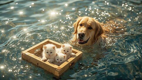 Brave Mama Dog Swims to Rescue Three Abandoned Kittens Crying in the Ocean