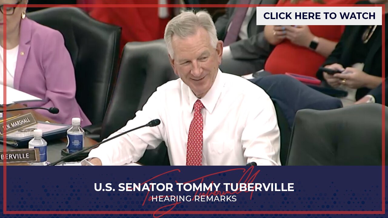 Senator Tuberville Speaks at Senate Hearing on Ag Nominee